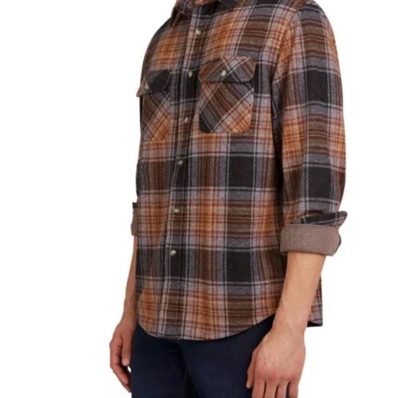 Chaps Plaid Jacket - Brown, Black, Orange - Picture 2 of 6